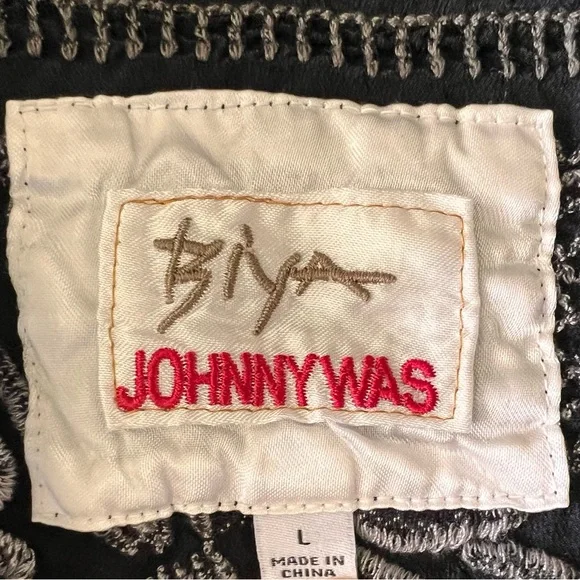 JOHNNY WAS BIYA Large Black Silk Embroidered Long Tunic - Picture 3 of 7